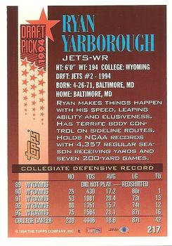 1994 Topps #217 Ryan Yarborough Back