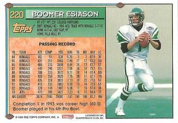 1994 Topps #220 Boomer Esiason Back