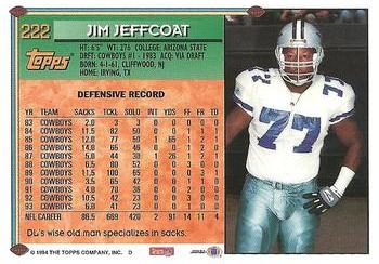 1994 Topps #222 Jim Jeffcoat Back