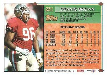 1994 Topps #231 Dennis Brown Back
