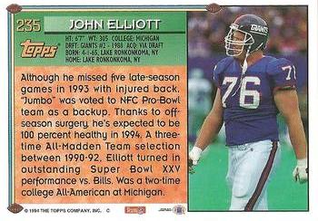 1994 Topps #235 John Elliott Back