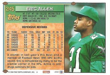 1994 Topps #245 Eric Allen Back