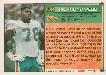 1994 Topps #258 Richmond Webb Back