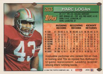 1994 Topps #263 Marc Logan Back