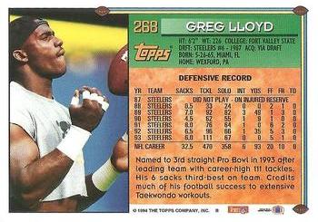 1994 Topps #268 Greg Lloyd Back