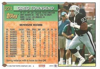 1994 Topps #271 Greg Townsend Back