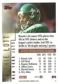 1994 Topps #274 Ronnie Lott Back