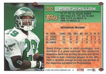 1994 Topps #292 Mark McMillian Back