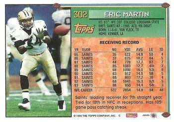 1994 Topps #302 Eric Martin Back