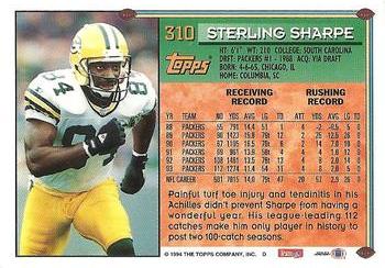 1994 Topps #310 Sterling Sharpe Back