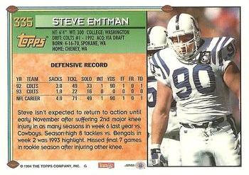 1994 Topps #335 Steve Emtman Back
