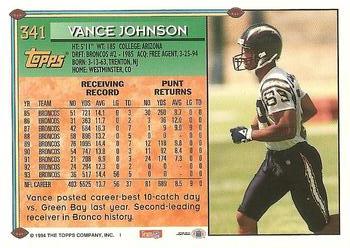 1994 Topps #341 Vance Johnson Back