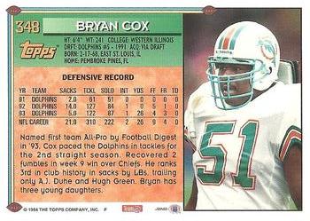 1994 Topps #348 Bryan Cox Back
