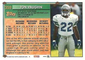 1994 Topps #359 Jon Vaughn Back