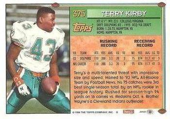 1994 Topps #375 Terry Kirby Back