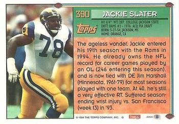 1994 Topps #390 Jackie Slater Back