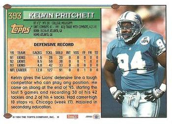 1994 Topps #393 Kelvin Pritchett Back