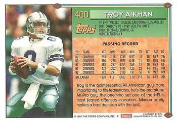 1994 Topps #400 Troy Aikman Back