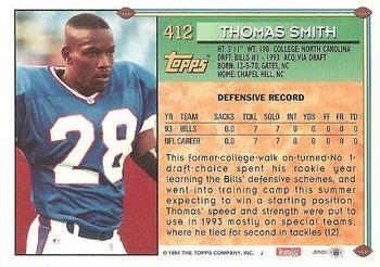 1994 Topps #412 Thomas Smith Back