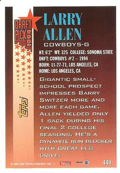 1994 Topps #441 Larry Allen Back