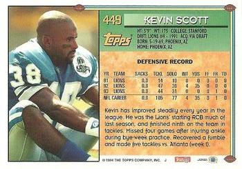 1994 Topps #449 Kevin Scott Back