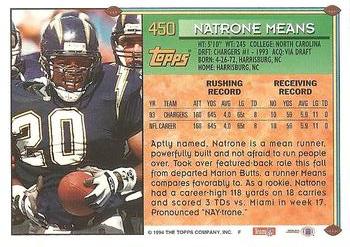 1994 Topps #450 Natrone Means Back