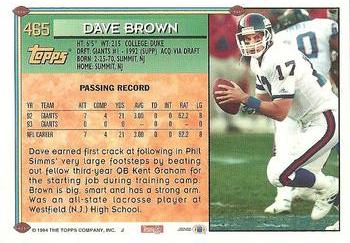 1994 Topps #465 Dave Brown Back