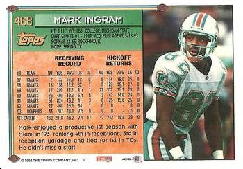1994 Topps #468 Mark Ingram Back