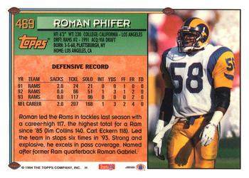 1994 Topps #469 Roman Phifer Back