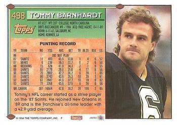 1994 Topps #498 Tommy Barnhardt Back