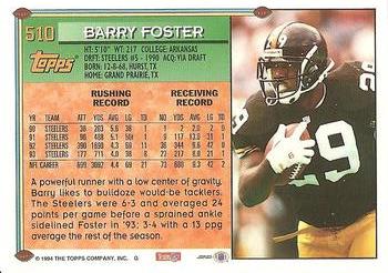 1994 Topps #510 Barry Foster Back