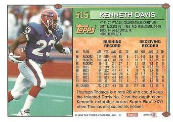 1994 Topps #515 Kenneth Davis Back