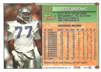 1994 Topps #518 Jeff Bryant Back