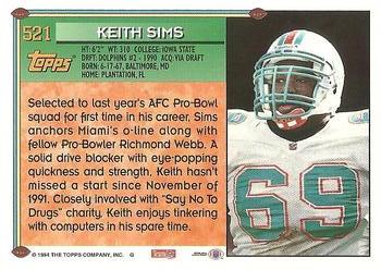 1994 Topps #521 Keith Sims Back