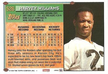 1994 Topps #526 Harvey Williams Back