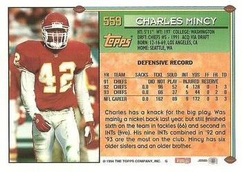 1994 Topps #559 Charles Mincy Back