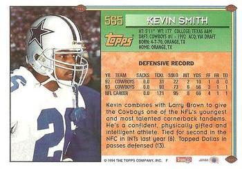 1994 Topps #565 Kevin Smith Back
