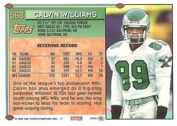 1994 Topps #568 Calvin Williams Back