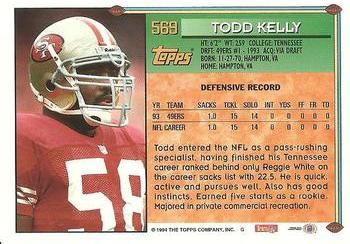 1994 Topps #569 Todd Kelly Back