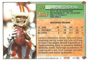 1994 Topps #577 Lamar Thomas Back