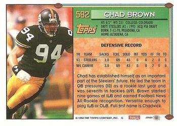 1994 Topps #582 Chad Brown Back