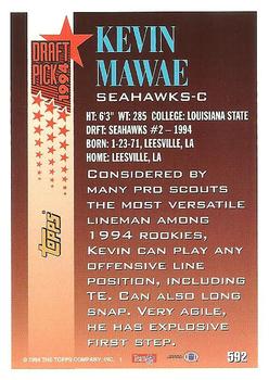 1994 Topps #592 Kevin Mawae Back