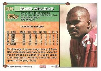 1994 Topps #604 James Williams Back