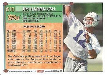 1994 Topps #610 Jim Harbaugh Back