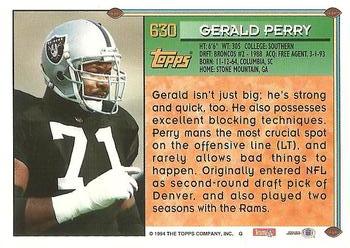 1994 Topps #630 Gerald Perry Back