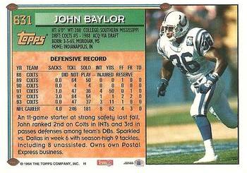 1994 Topps #631 John Baylor Back