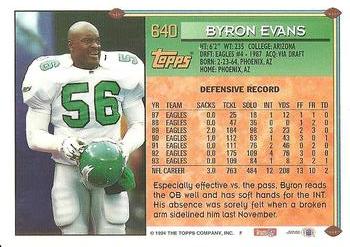 1994 Topps #640 Byron Evans Back