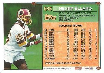 1994 Topps #643 Henry Ellard Back