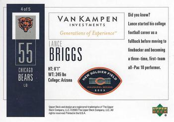 2003 Upper Deck Chicago Bears New Soldier Field #4 Lance Briggs Back