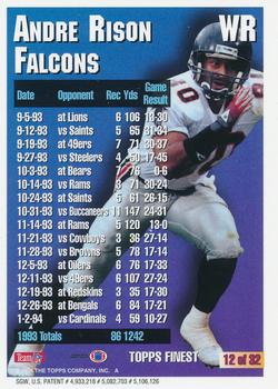 1994 Topps - Finest 1000/3000 Yd Club #12 Andre Rison Back